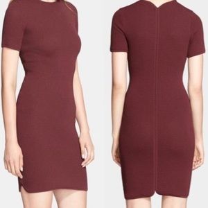 Alexander‎ Wang Burgundy Wine Red Nylon Heavy Knit Bodycon Sheath Mini Dress